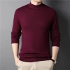 New men's winter solid color semi-high neck imitation cashmere men's knitted sweater, slimming youth base sweater men's wear details Picture